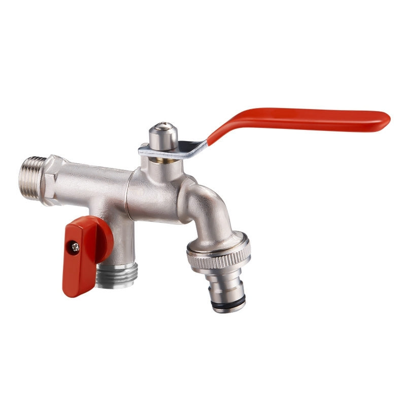 Llave de jardin con 2 salidas para manguera y programador de riego