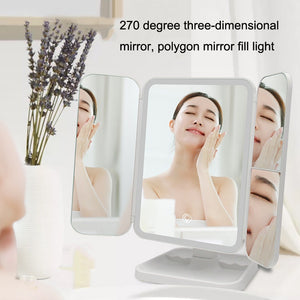 Espejo para maquillaje con iluminación (Batería 2000 mAh)
